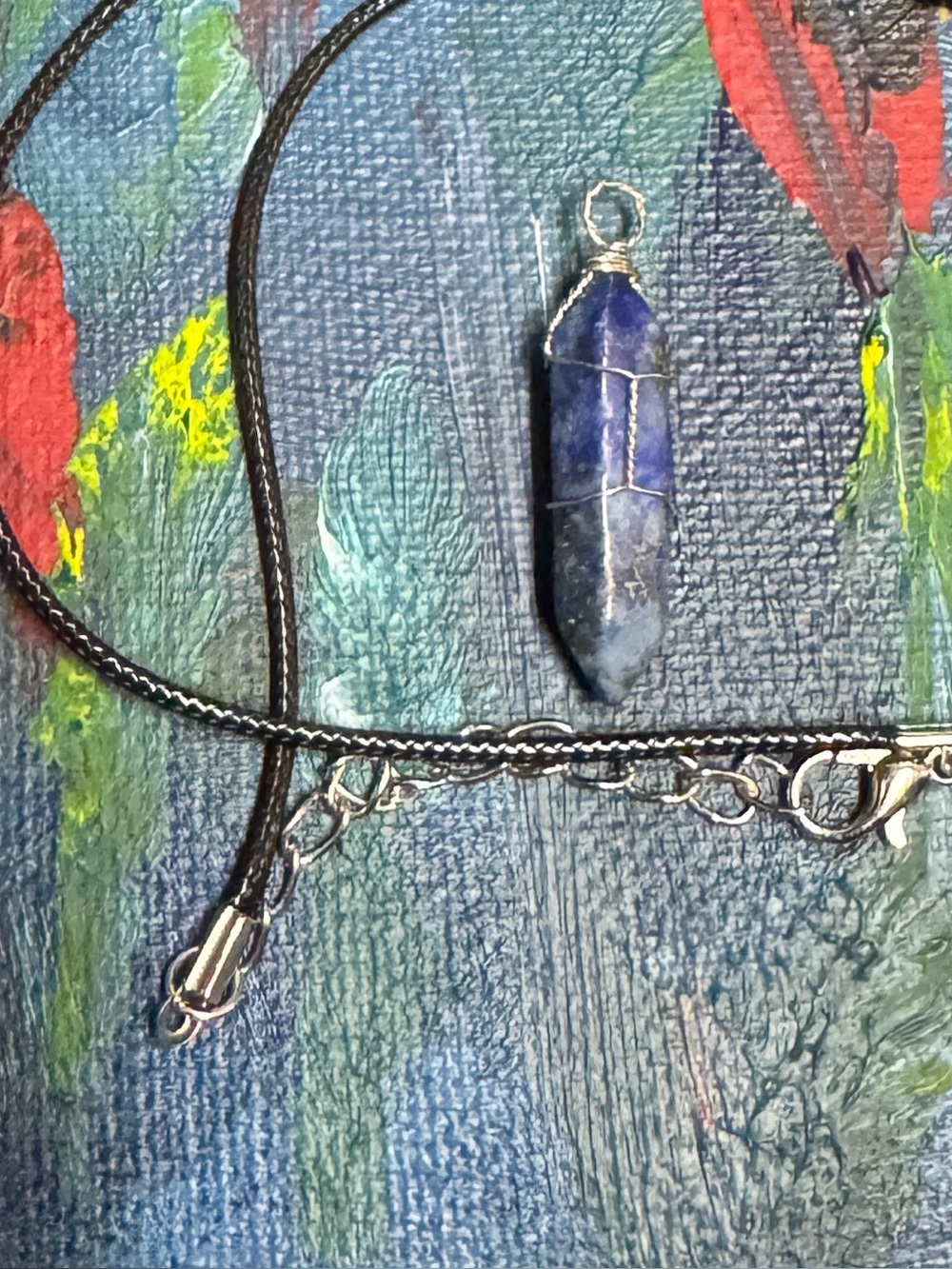 Handmade Blue Lapis Lazuli Wire-Wrapped Pendant Necklace